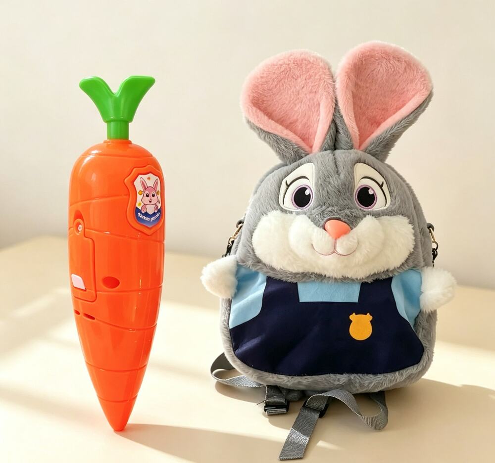Zootopia Judy Hopps Plush Backpack & Carrot Recorder Toy Kids Gift Set